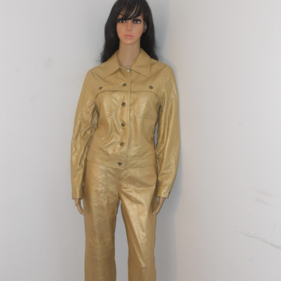 gold leather pants